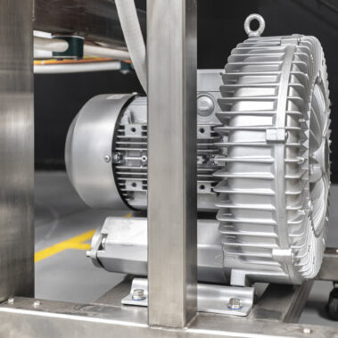 High-efficiency industrial motor and blower assembly for a Pulse Combustion Systems spray dryer, showcasing the robust engineering of our spray drying equipment.